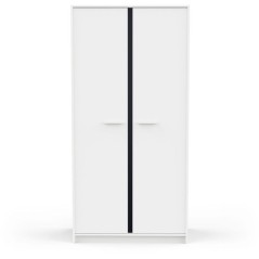 Armoire de chambre - REVERSO - Blanc mat - Décor Rose ou Bleu - 2 por