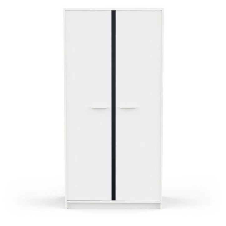 Armoire de chambre - REVERSO - Blanc mat - Décor Rose ou Bleu - 2 portes - L88,3 x P50 x H180,9 cm Armoire de chambre - REVERSO - Blanc mat - Décor Rose ou Bleu - 2 portes - L88,3 x P50 x H180,9 cm
