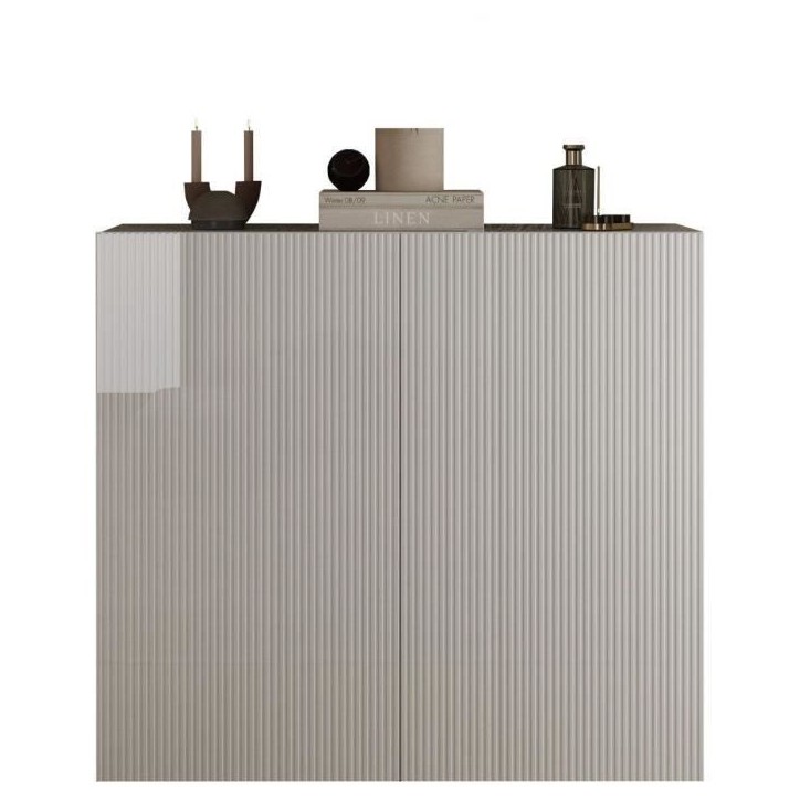 Meuble de rangement - RICCIONE - Blanc laqué brillant - 2 portes - 121 x 42 x 111 cm Meuble de rangement - RICCIONE - Blanc laqué brillant - 2 portes - 121 x 42 x 111 cm