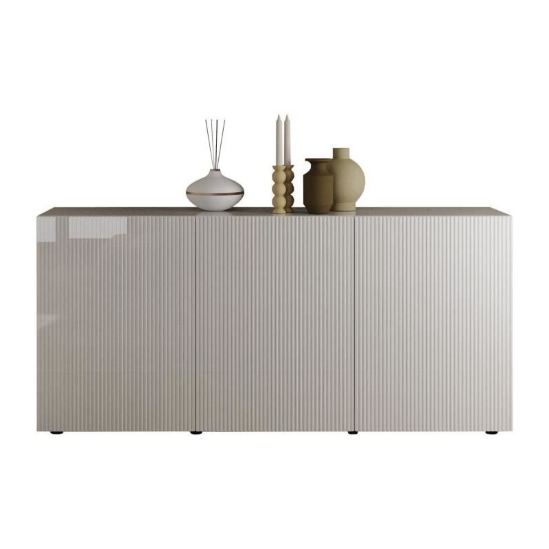 Buffet - RICCIONE - Blanc laqué brillant - 3 portes - 191 x 42 x 84 c