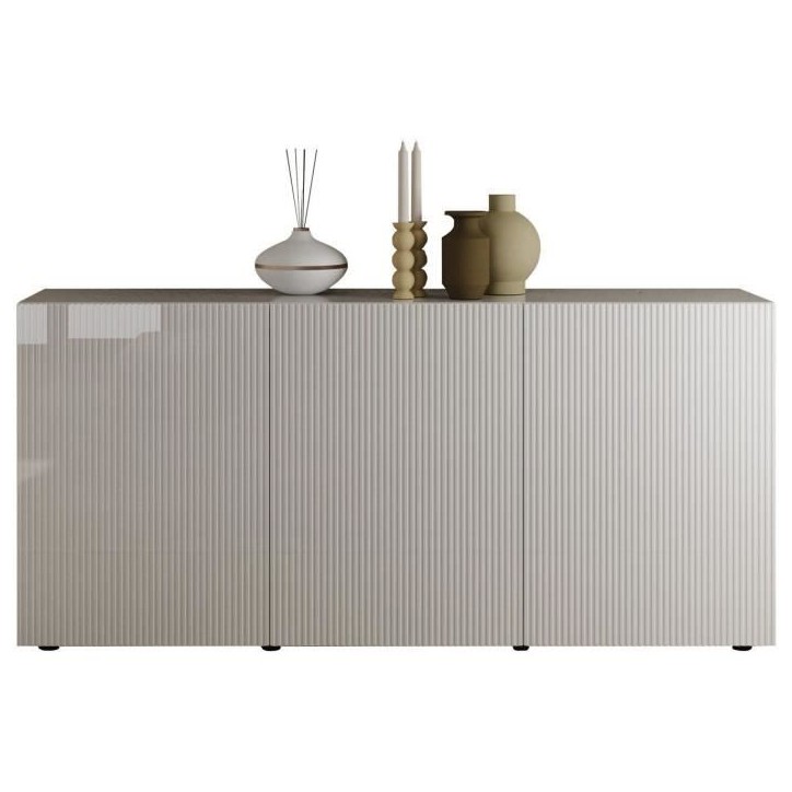Buffet - RICCIONE - Blanc laqué brillant - 3 portes - 191 x 42 x 84 cm Buffet - RICCIONE - Blanc laqué brillant - 3 portes - 191 x 42 x 84 cm