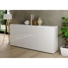 Buffet - RICCIONE - Blanc laqué brillant - 3 portes - 191 x 42 x 84 c