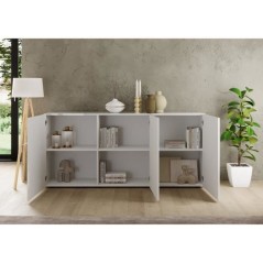 Buffet - RICCIONE - Blanc laqué brillant - 3 portes - 191 x 42 x 84 c