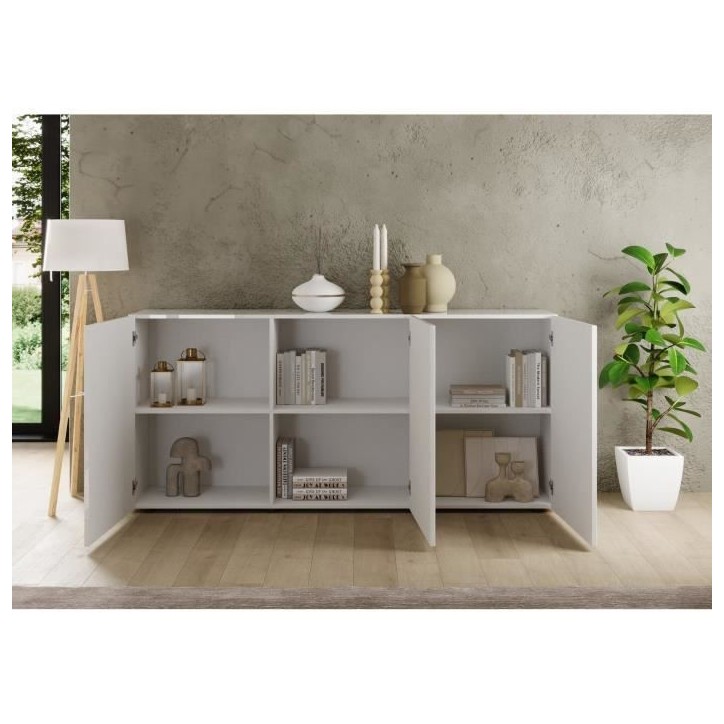 Buffet - RICCIONE - Blanc laqué brillant - 3 portes - 191 x 42 x 84 cm Buffet - RICCIONE - Blanc laqué brillant - 3 portes - 191 x 42 x 84 cm
