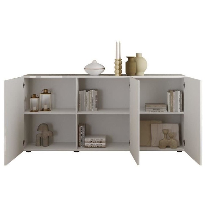 Buffet - RICCIONE - Blanc laqué brillant - 3 portes - 191 x 42 x 84 cm Buffet - RICCIONE - Blanc laqué brillant - 3 portes - 191 x 42 x 84 cm