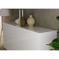 Buffet - RICCIONE - Blanc laqué brillant - 3 portes - 191 x 42 x 84 c