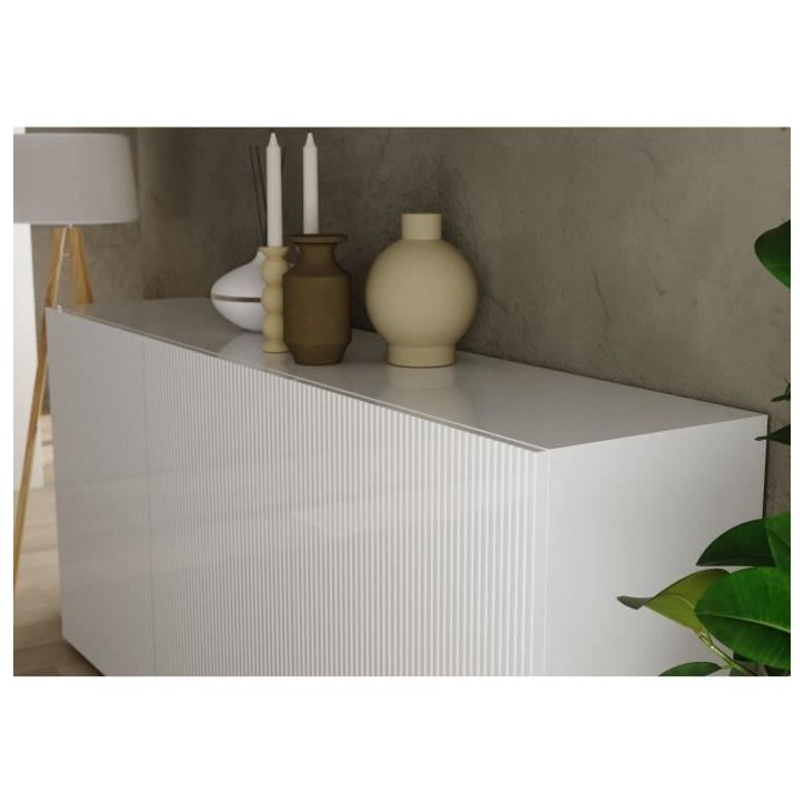 Buffet - RICCIONE - Blanc laqué brillant - 3 portes - 191 x 42 x 84 cm Buffet - RICCIONE - Blanc laqué brillant - 3 portes - 191 x 42 x 84 cm