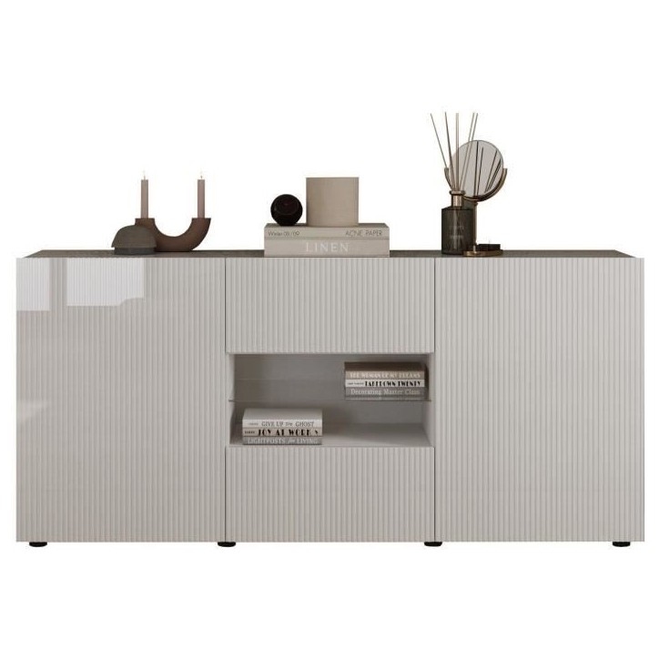 Buffet - RICCIONE - Blanc laqué brillant - 2 portes - 2 tiroirs - 181 x 42 x 84 cm Buffet - RICCIONE - Blanc laqué brillant - 2 portes - 2 tiroirs - 181 x 42 x 84 cm