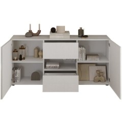 Buffet - RICCIONE - Blanc laqué brillant - 2 portes - 2 tiroirs - 181