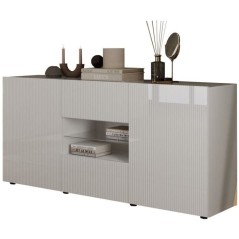 Buffet - RICCIONE - Blanc laqué brillant - 2 portes - 2 tiroirs - 181