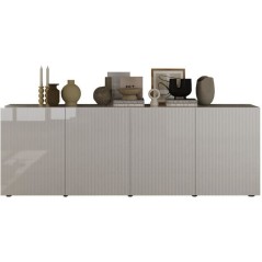 Buffet - RICCIONE - Blanc laqué brillant - 4 portes - 241 x 42 x 84 c
