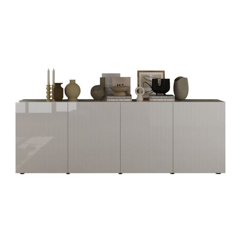Buffet - RICCIONE - Blanc laqué brillant - 4 portes - 241 x 42 x 84 c