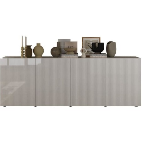 Buffet - RICCIONE - Blanc laqué brillant - 4 portes - 241 x 42 x 84 c