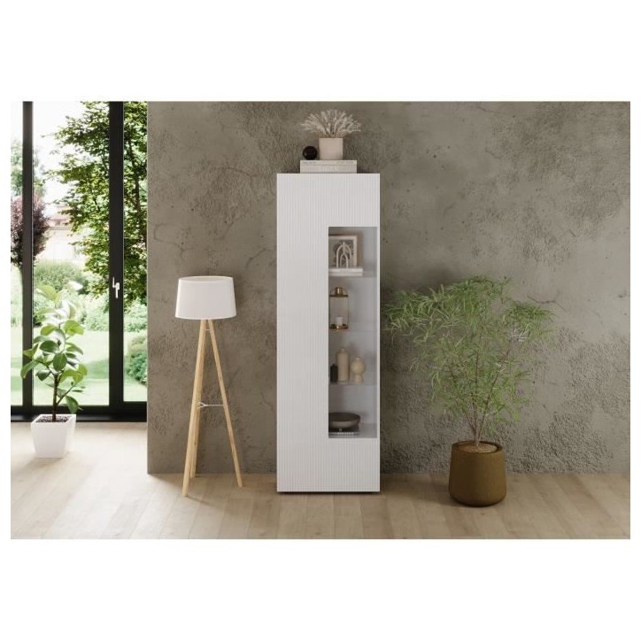 Vitrine - RICCIONE - Blanc laqué brillant - 1 porte en verre - 60 x 42 x 186 cm Vitrine - RICCIONE - Blanc laqué brillant - 1 porte en verre - 60 x 42 x 186 cm