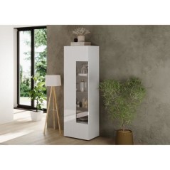 Vitrine - RICCIONE - Blanc laqué brillant - 1 porte en verre - 60 x 4