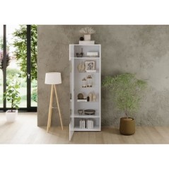 Vitrine - RICCIONE - Blanc laqué brillant - 1 porte en verre - 60 x 4