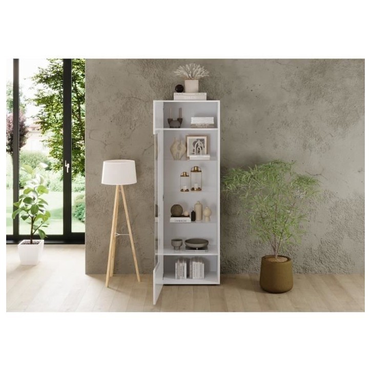Vitrine - RICCIONE - Blanc laqué brillant - 1 porte en verre - 60 x 42 x 186 cm Vitrine - RICCIONE - Blanc laqué brillant - 1 porte en verre - 60 x 42 x 186 cm
