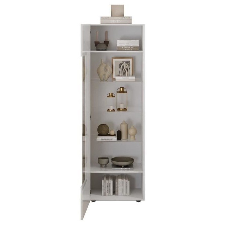 Vitrine - RICCIONE - Blanc laqué brillant - 1 porte en verre - 60 x 42 x 186 cm Vitrine - RICCIONE - Blanc laqué brillant - 1 porte en verre - 60 x 42 x 186 cm
