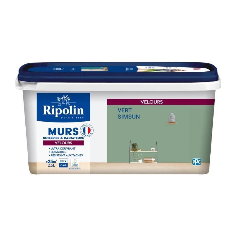 Peinture Intérieure - Vert Simsun - 2,5L - Haute Opacité - Lessivabl