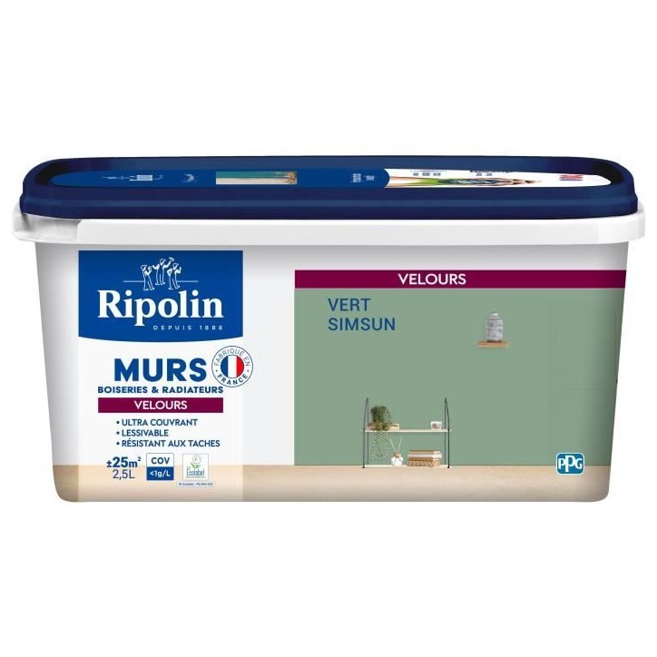 Peinture Intérieure - Vert Simsun - 2,5L - Haute Opacité - Lessivable