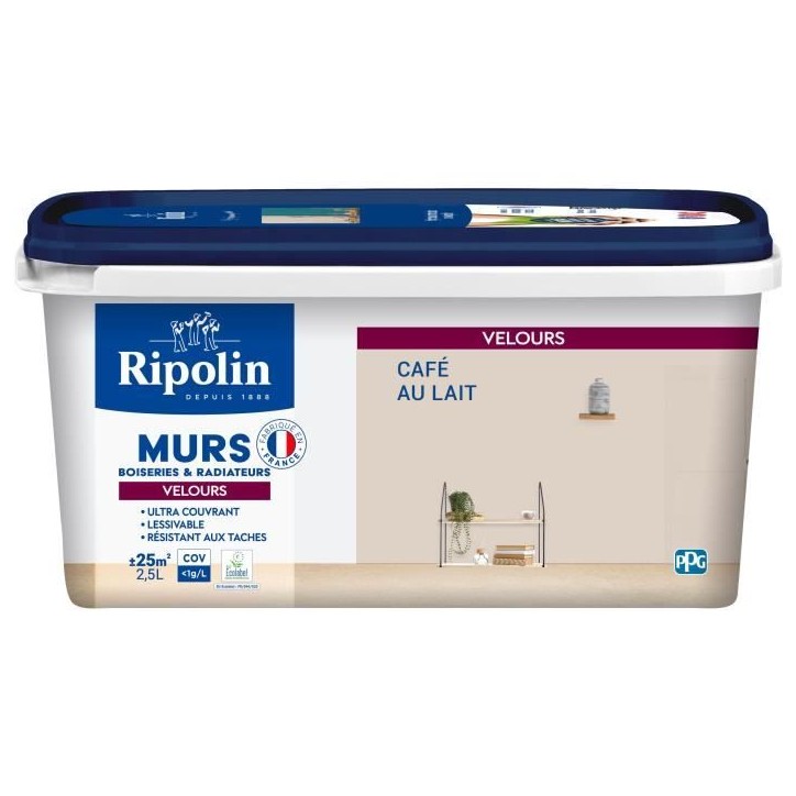 Peinture Intérieure - Café au Lait - 2,5L - Velours - Haute Opacité - Lessivable Peinture Intérieure - Café au Lait - 2,5L - Velours - Haute Opacité - Lessivable