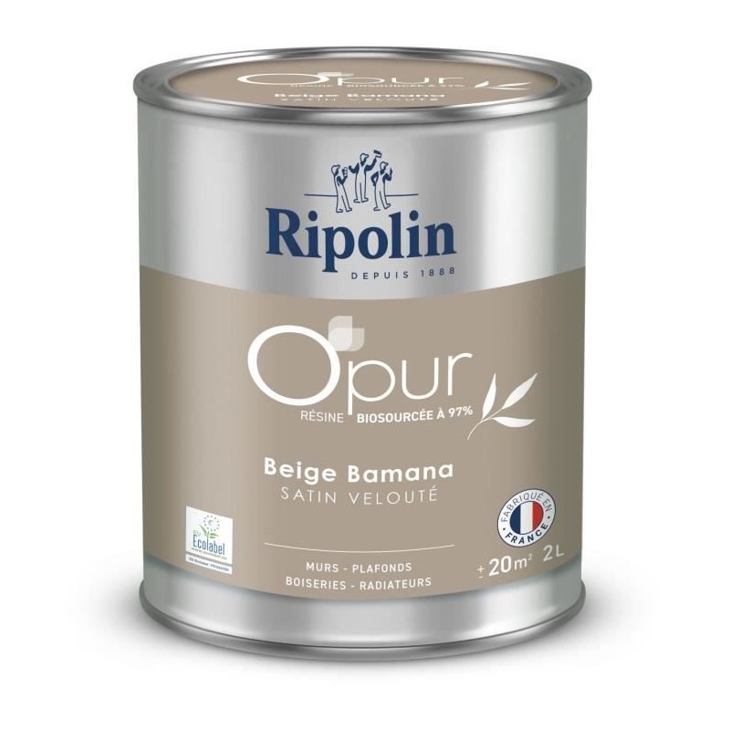 O'pur murs boiseries radiateurs beige bamana satin velouté - RIPOLIN