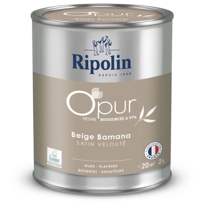 O'pur murs boiseries radiateurs beige bamana satin velouté - RIPOLIN - 2 L O'pur murs boiseries radiateurs beige bamana satin velouté - RIPOLIN - 2 L