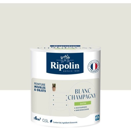 Peinture meuble et objet - Blanc champagny - Satiné - Ripolin - 0,5L