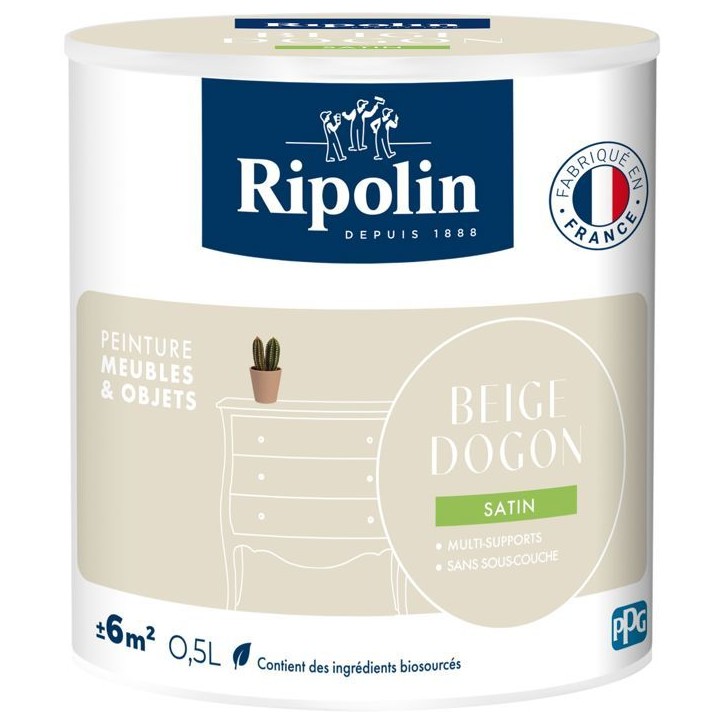 Peinture meuble et objet - Beige dogon - Satiné - Ripolin - 0,5L Peinture meuble et objet - Beige dogon - Satiné - Ripolin - 0,5L