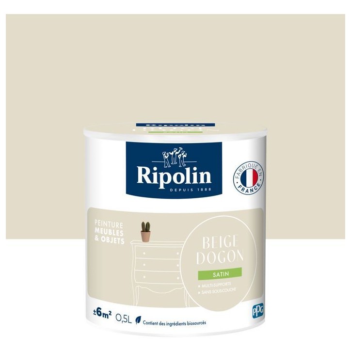 Peinture meuble et objet - Beige dogon - Satiné - Ripolin - 0,5L Peinture meuble et objet - Beige dogon - Satiné - Ripolin - 0,5L