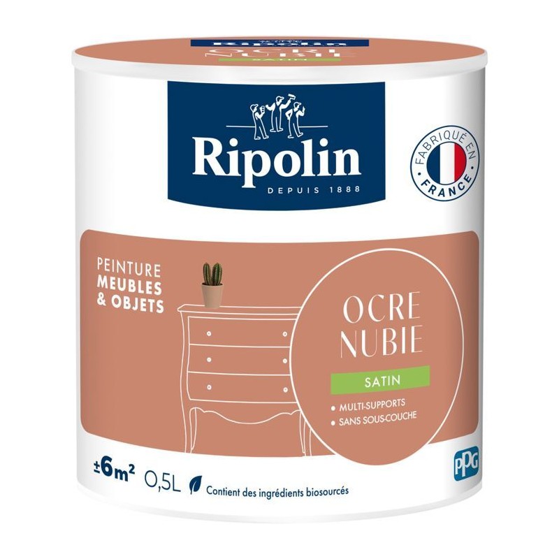 Peinture meuble et objet - Ocre nubie - Satiné - Ripolin - 0,5L