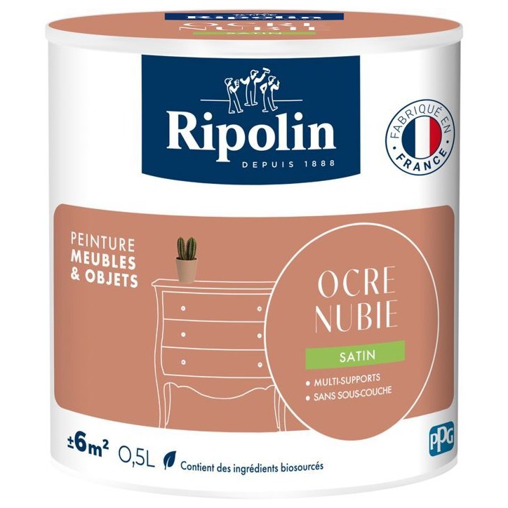 Peinture meuble et objet - Ocre nubie - Satiné - Ripolin - 0,5L Peinture meuble et objet - Ocre nubie - Satiné - Ripolin - 0,5L