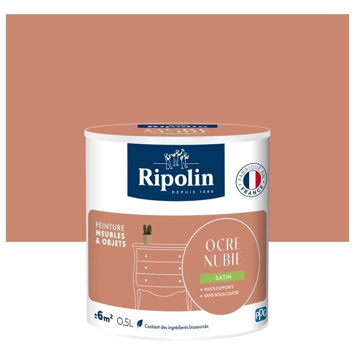 Peinture meuble et objet - Ocre nubie - Satiné - Ripolin - 0,5L Peinture meuble et objet - Ocre nubie - Satiné - Ripolin - 0,5L