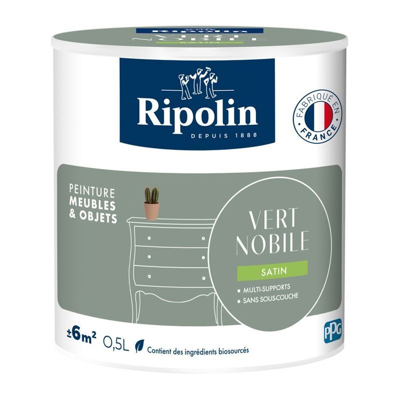 Peinture meuble et objet - Vert nobile - Satiné - Ripolin - 0,5L