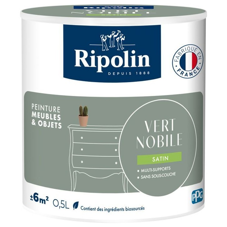 Peinture meuble et objet - Vert nobile - Satiné - Ripolin - 0,5L Peinture meuble et objet - Vert nobile - Satiné - Ripolin - 0,5L