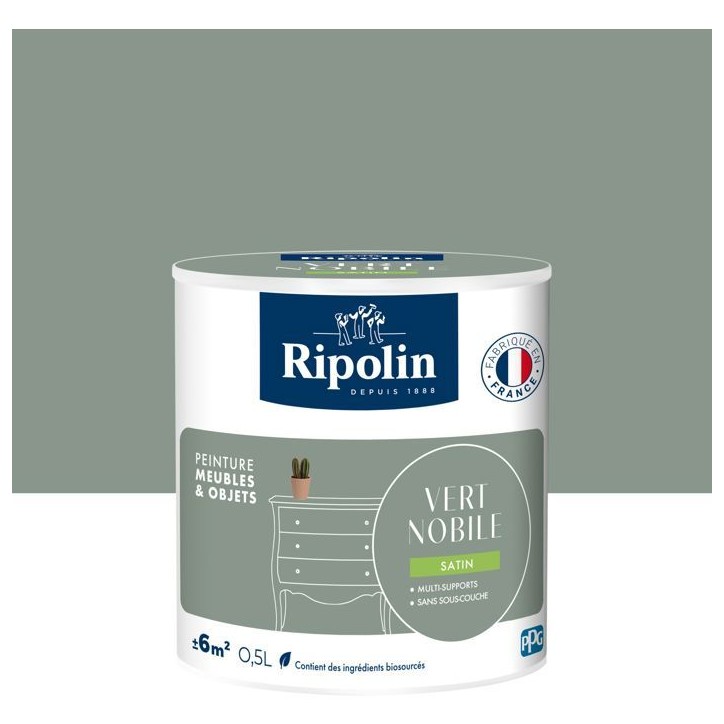 Peinture meuble et objet - Vert nobile - Satiné - Ripolin - 0,5L Peinture meuble et objet - Vert nobile - Satiné - Ripolin - 0,5L