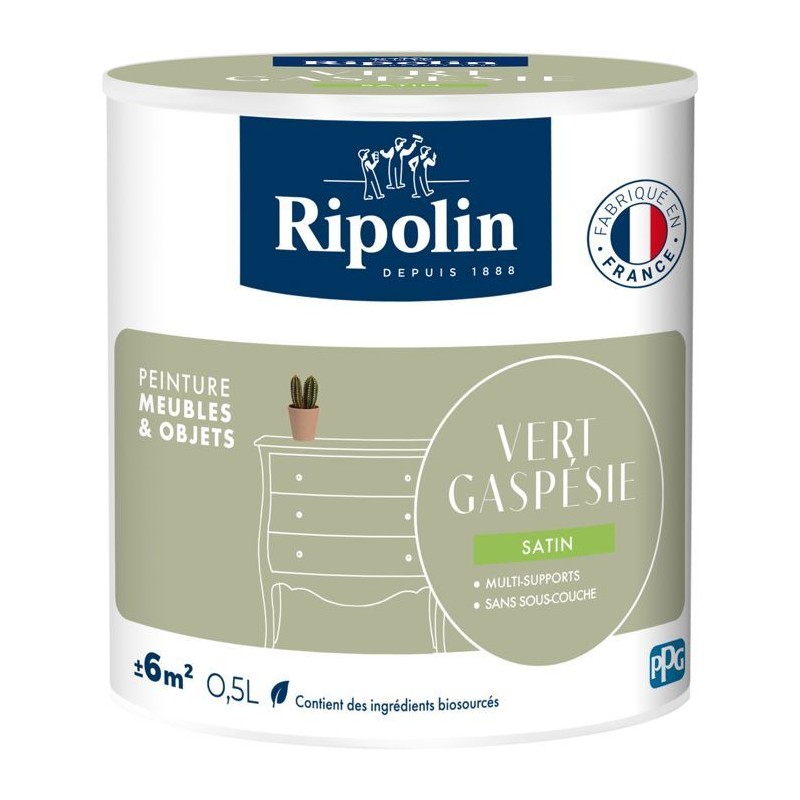 Peinture meuble et objet - Vert gaspesie - Satiné - Ripolin - 0,5L