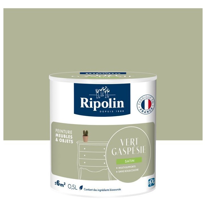 Peinture meuble et objet - Vert gaspesie - Satiné - Ripolin - 0,5L Peinture meuble et objet - Vert gaspesie - Satiné - Ripolin - 0,5L