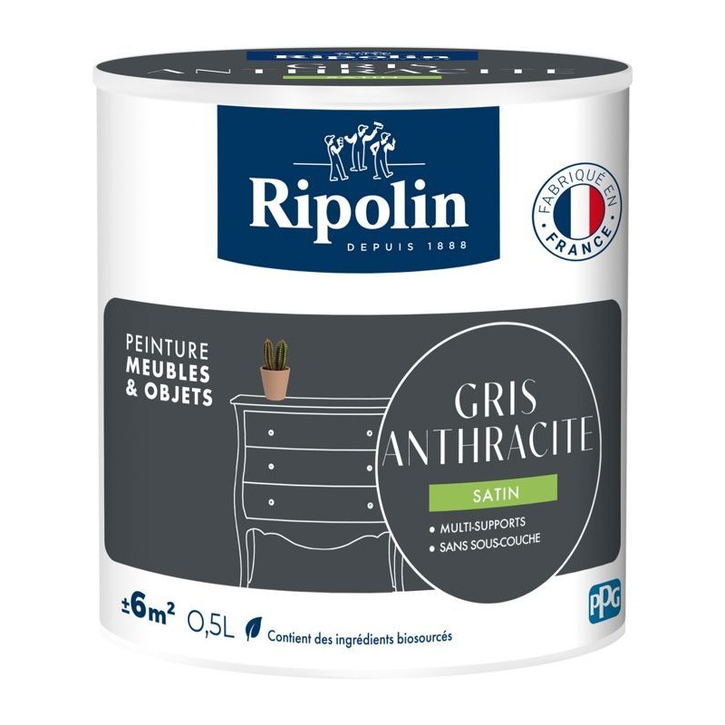 Peinture meuble et objet - Gris anthracite - Satiné - Ripolin - 0,5L