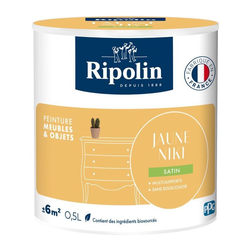 Peinture meuble et objet - Jaune niki - Satiné - Ripolin - 0,5L