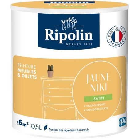 Peinture meuble et objet - Jaune niki - Satiné - Ripolin - 0,5L