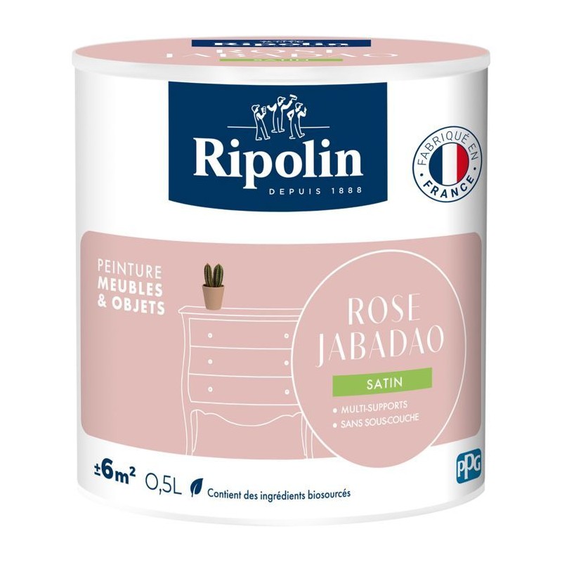 Peinture meuble et objet - Rose Jabadao - Satiné - Ripolin - 0,5L