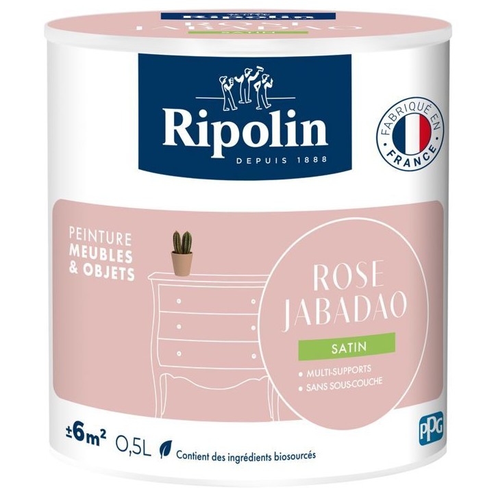 Peinture meuble et objet - Rose Jabadao - Satiné - Ripolin - 0,5L Peinture meuble et objet - Rose Jabadao - Satiné - Ripolin - 0,5L