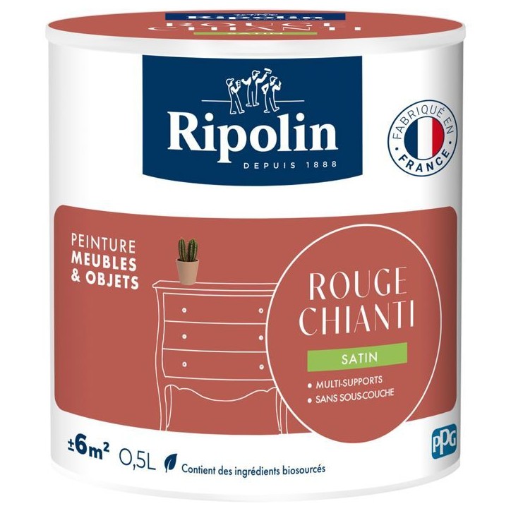 Peinture meuble et objet - Rouge chianti - Satiné - Ripolin - 0,5L Peinture meuble et objet - Rouge chianti - Satiné - Ripolin - 0,5L