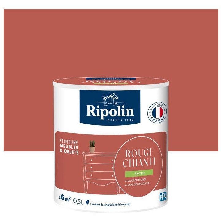 Peinture meuble et objet - Rouge chianti - Satiné - Ripolin - 0,5L Peinture meuble et objet - Rouge chianti - Satiné - Ripolin - 0,5L