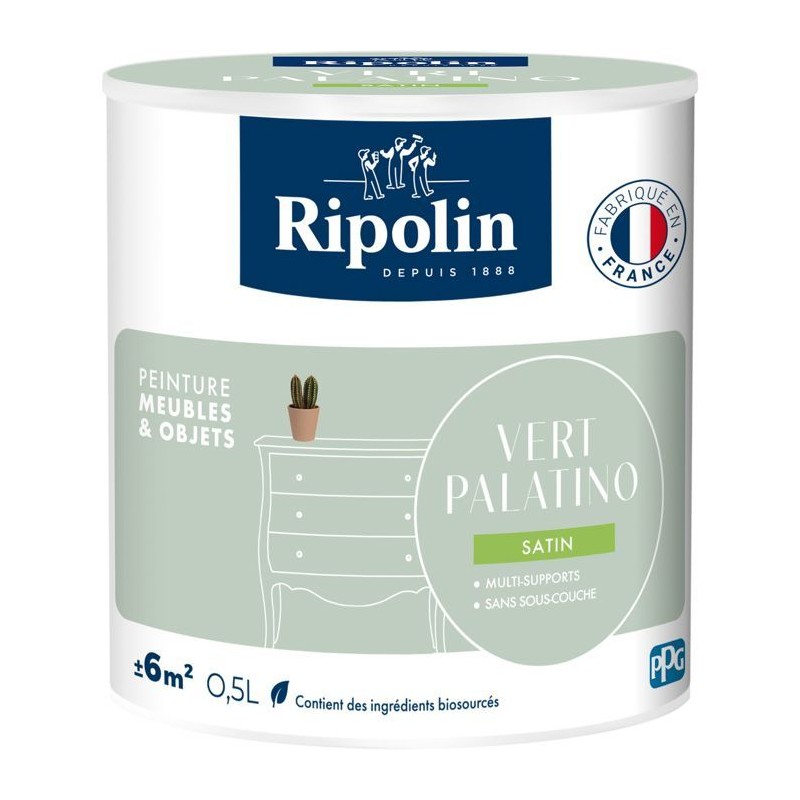 Peinture meuble et objet - Vert palatino - Satiné - Ripolin - 0,5L