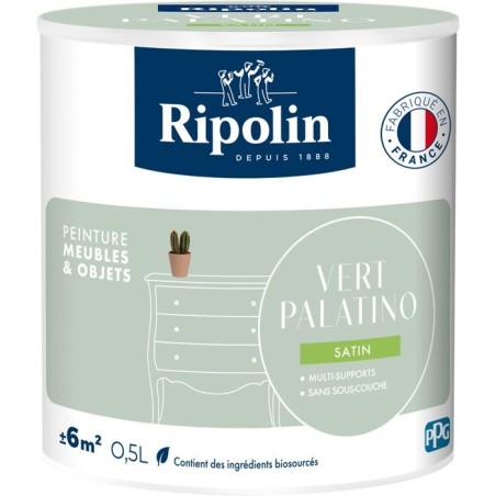 Peinture meuble et objet - Vert palatino - Satiné - Ripolin - 0,5L