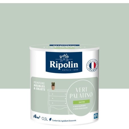 Peinture meuble et objet - Vert palatino - Satiné - Ripolin - 0,5L