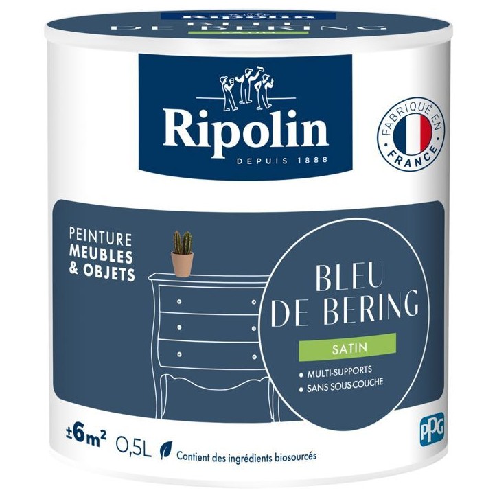 Peinture meuble et objet - Bleu de bering - Satiné - Ripolin - 0,5L Peinture meuble et objet - Bleu de bering - Satiné - Ripolin - 0,5L