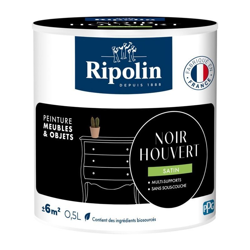 Peinture meuble et objet - Noir houvert - Satiné - Ripolin - 0,5L
